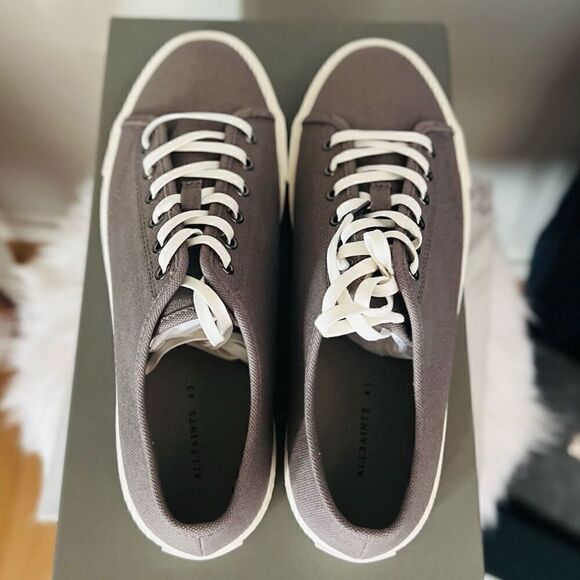 ALL SAINTS Theo Canvas Sneaker Tennis Shoe, Charcoal Gray, Size 10, NWT - Picture 8 of 16